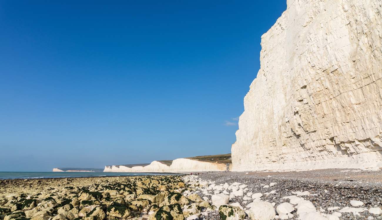 A view of The Seven Sisters which is surrounded by the Sussex Downs Area of Outstanding Natural Beauty.