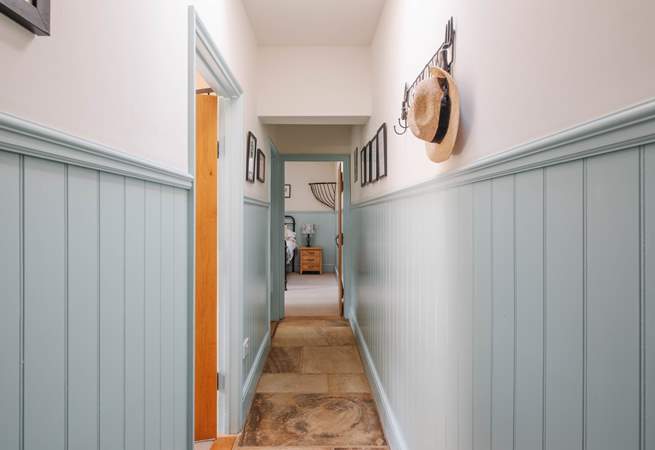 The main bedroom is at the far end of the cottage.