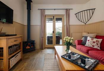 On chilly days light the wood-burning stove.