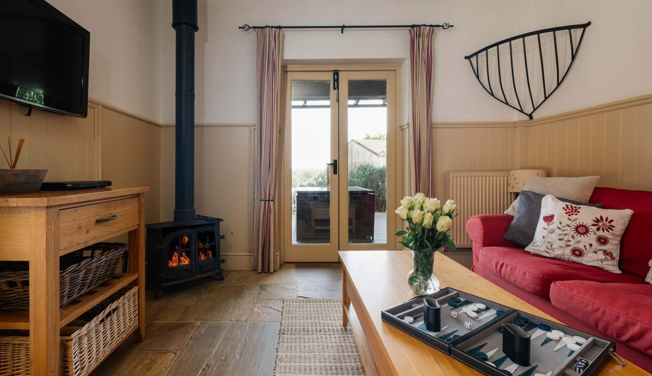 On chilly days light the wood-burning stove.