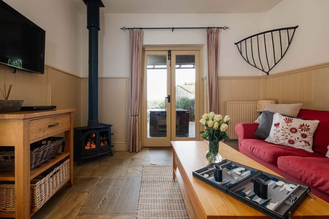 On chilly days light the wood-burning stove.