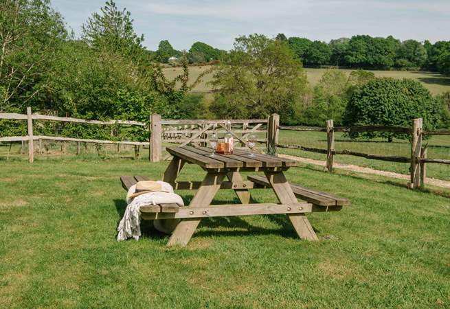 The is a lovely garden bench with views over the Sussex countryside.