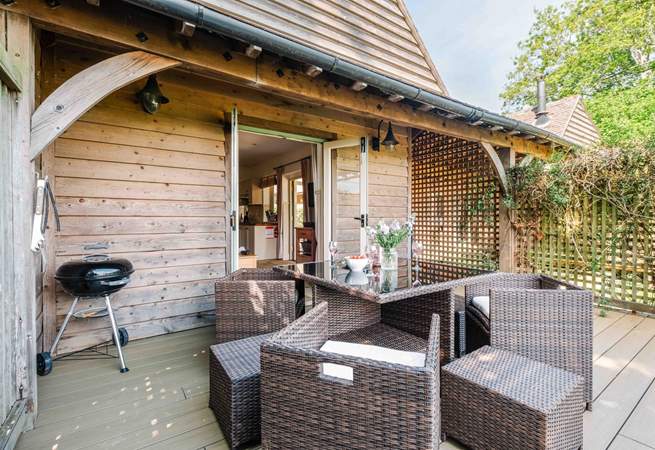 The private decking with barbecue.