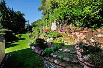 The beautifully manicured garden is picture perfect when in bloom.