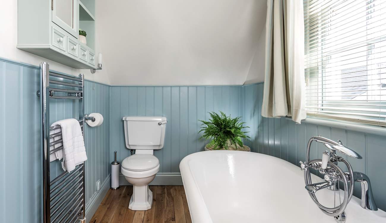 There's a lovely deep roll-top bath for relaxing soaks.