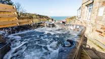 Room for everyone in the big hot tub.
