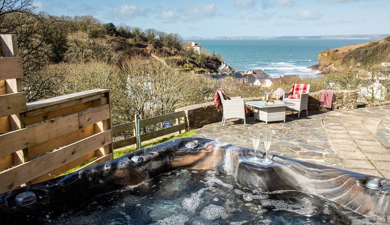 Perfect place to relax in the bubbly hot tub. 