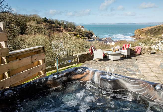 Perfect place to relax in the bubbly hot tub. 