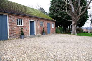 The main entrance to The Stable Block which has parking for three cars.