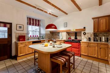 Well-equipped spacious family kitchen.