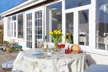 The terrace is lovely and sunny and the perfect spot for lunch.
