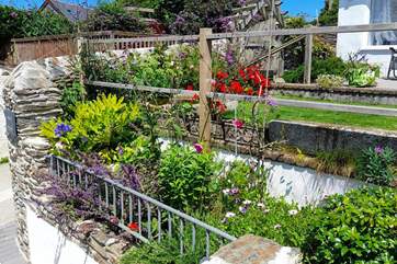 The vibrant flowerbeds welcoming you to Langurra.