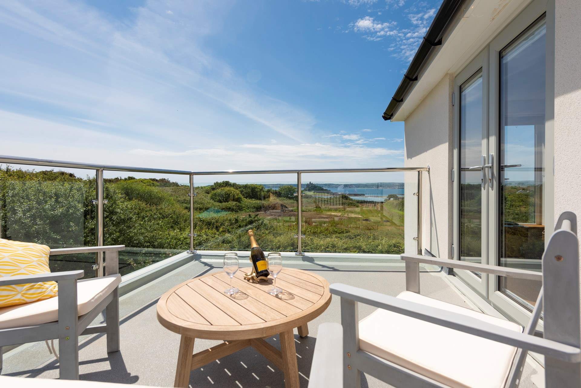 The terrace is a perfect spot for al fresco dining, enjoying the view. 