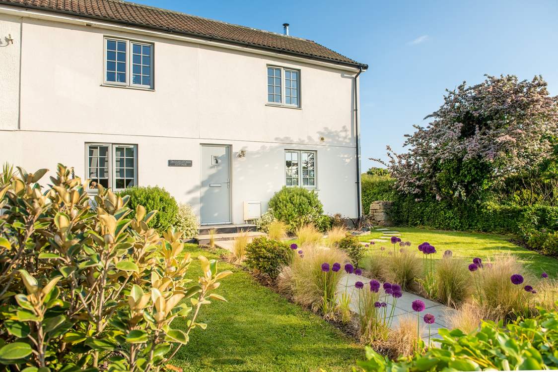 The garden bursts with colour in springtime.