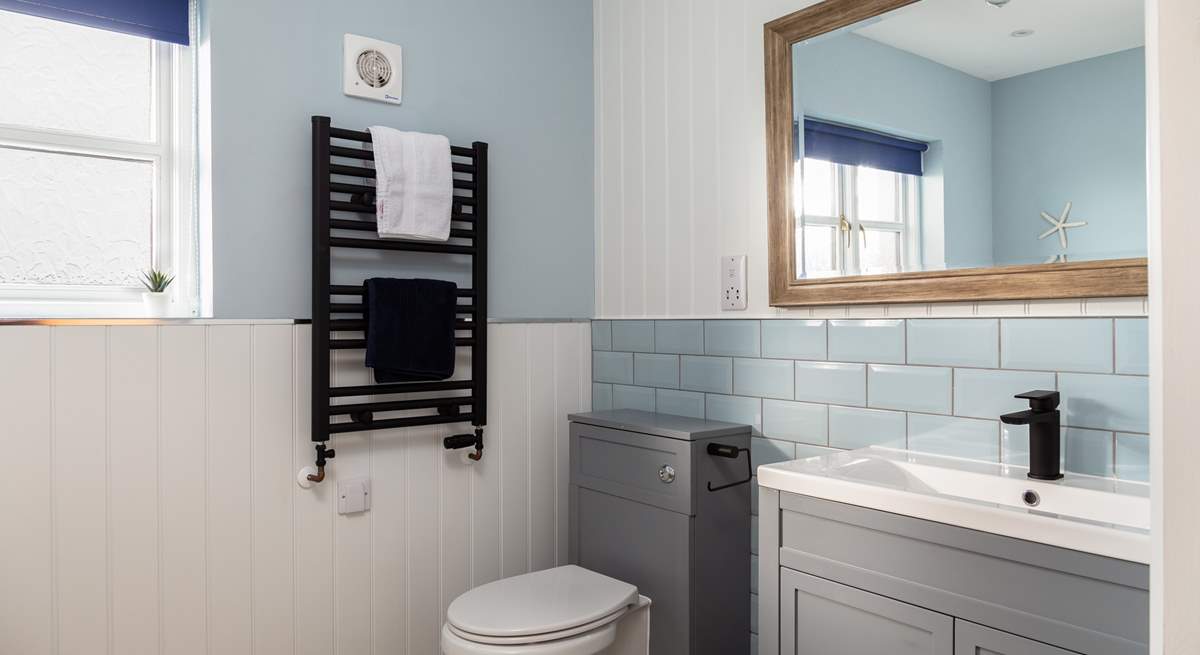 This is part of the family bathroom - beautifully styled. 