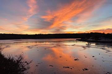 Low tide showing off the stunning sunset.