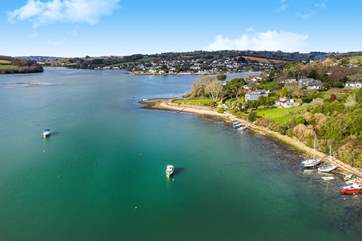 Calm Waters is the first house on the right, with its own water frontage.