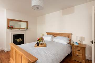 The gorgeous main bedroom. Look out of the window and see if you can spot the tin mines.