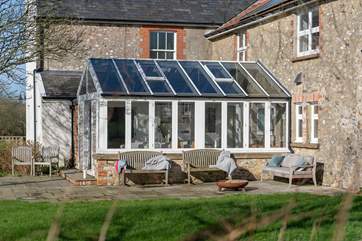 This is the patio where the hot tub will be situated - facing across the garden and right across the valley beyond. A photo will be added as soon as this is installed.