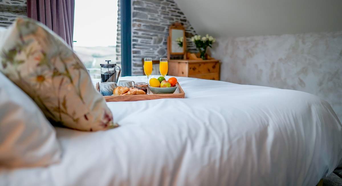 The external door in the main bedroom is perfectly positioned to take in the sunrise whilst enjoying breakfast in bed. 