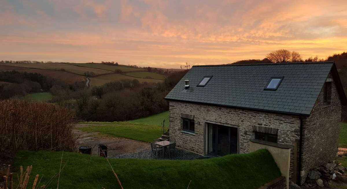 A sunrise view from the field above the barn, the grass bank at over six foot tall gives you total privacy from the owners.  In no way is your privacy compromised.