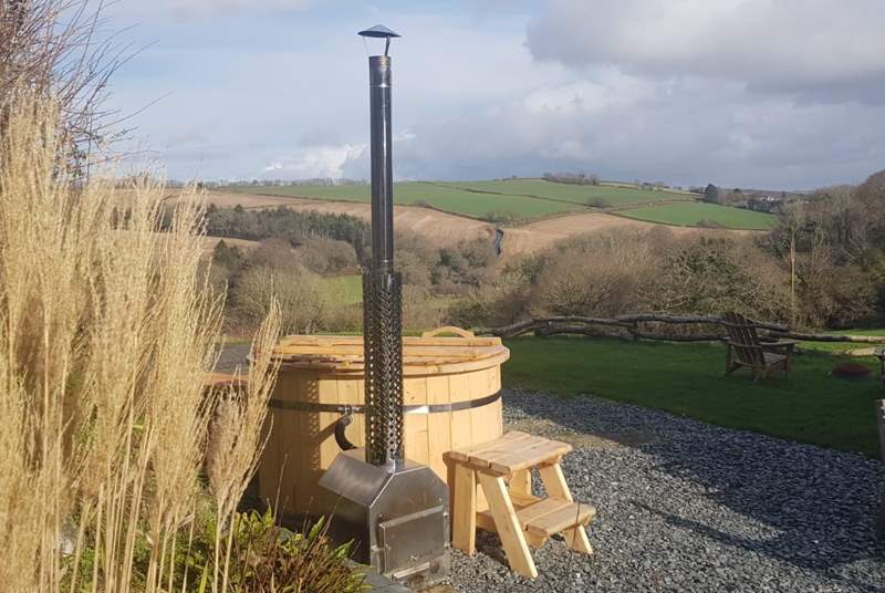Enjoy the wonderful wood fired hot tub whilst soaking in the view across the valley!