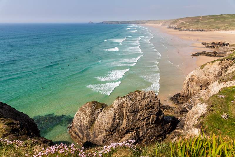 Perranporth beach is a gorgeous sandy beach, perfect for family days out, and is a short drive away. 