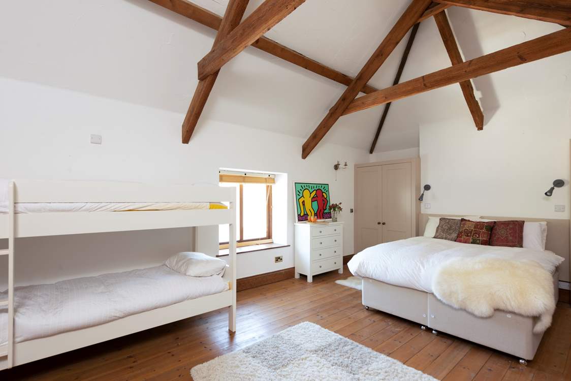 This bedroom is perfect for children with a 'zip and link' bed creating two 2'6'' beds, or for a smaller party have a king-size bed and enjoy the space in this large bedroom.