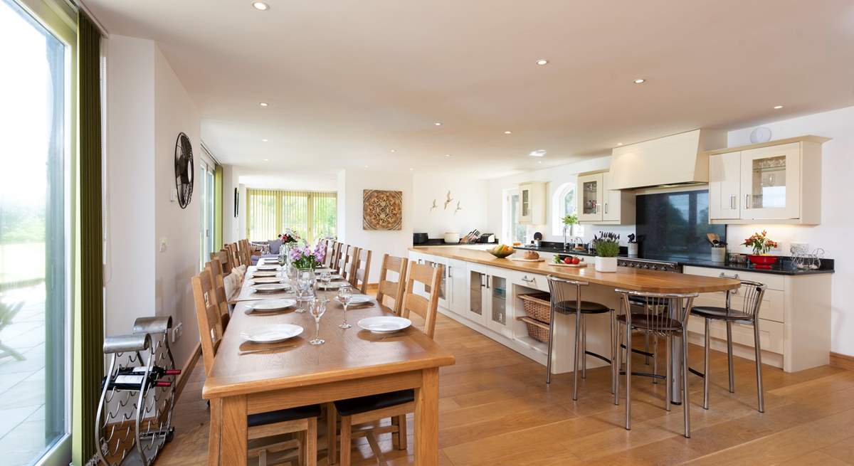 The large eat-in kitchen is perfect for a feast. 