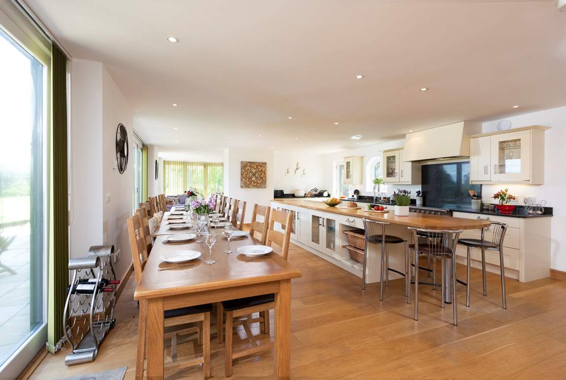 The large eat-in kitchen is perfect for a feast. 