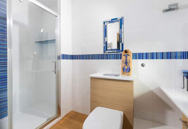 The ensuite to the blue bedroom.