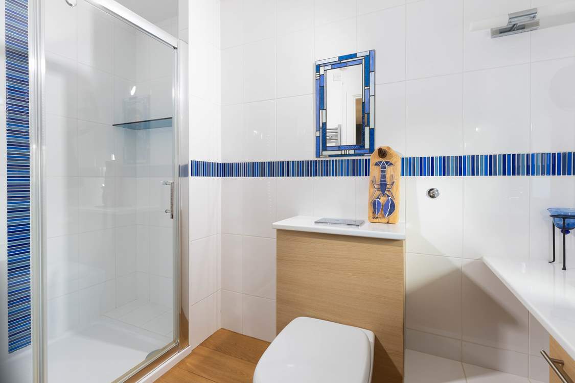 The en suite to the blue bedroom.