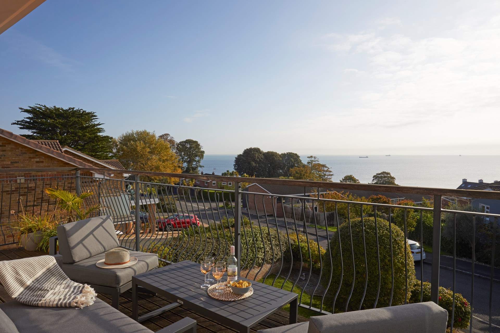 The balcony is the perfect spot to relax in the evening.