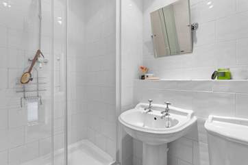 The en suite shower room for bedroom one.