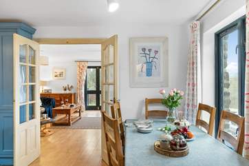 The kitchen-diner opens onto the lovely sitting room.