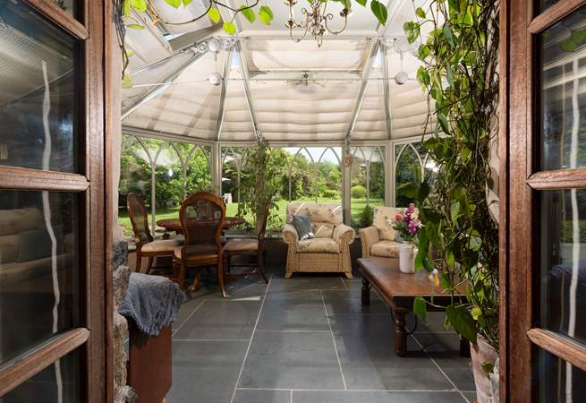 The conservatory is a sophisticated space, with botanical grace.