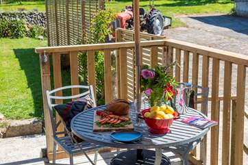 Yum, time for a treat (the parking space for Penvores Barn is where the tractor is parked).