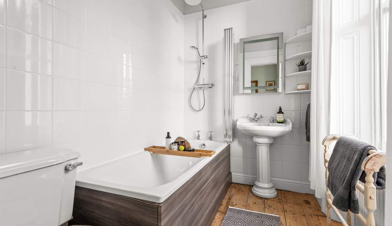 Bedroom 1 has a stylish en suite and that all important bath.