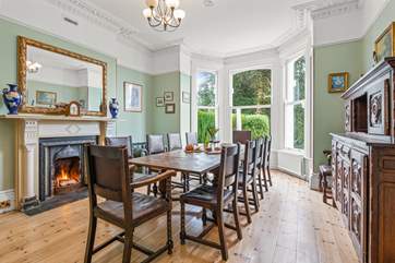 The fabulous dining room has a real fire to keep you warm throughout the seasons.