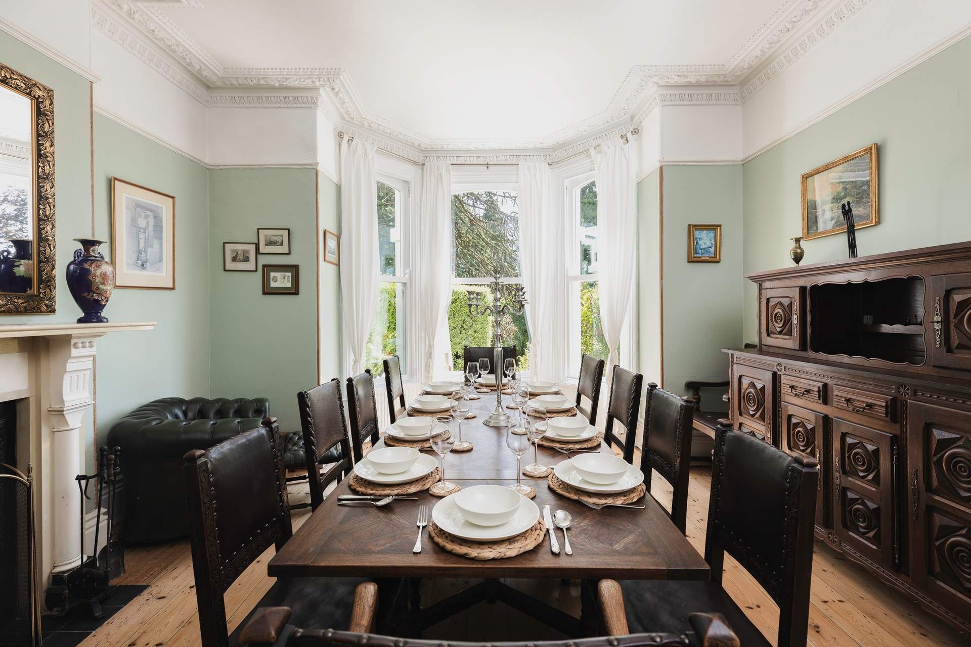 The fabulous dining-room has a real fire to keep you warm throughout the seasons.