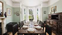 The fabulous dining-room has a real fire to keep you warm throughout the seasons.
