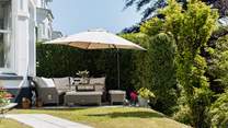 A lovely secluded sitting area to the front of Rossmoyne.
