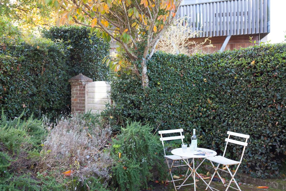 There is outside seating to the front of the property.