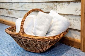 Lovely fluffy white towels are provided.