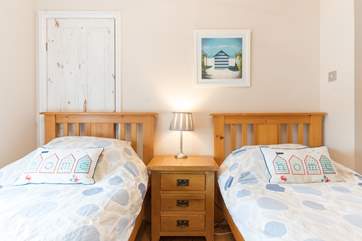 The lovely twin bedroom on the first floor.
