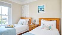 The lovely twin bedroom on the first floor.