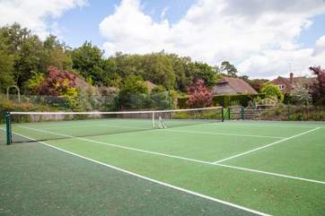 Practise your tennis skills on the all-weather tennis court.