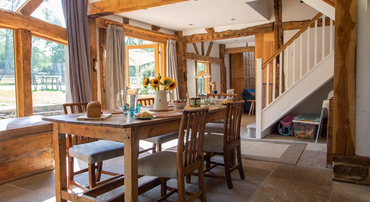 Open plan with stairs that lead to the bedrooms.