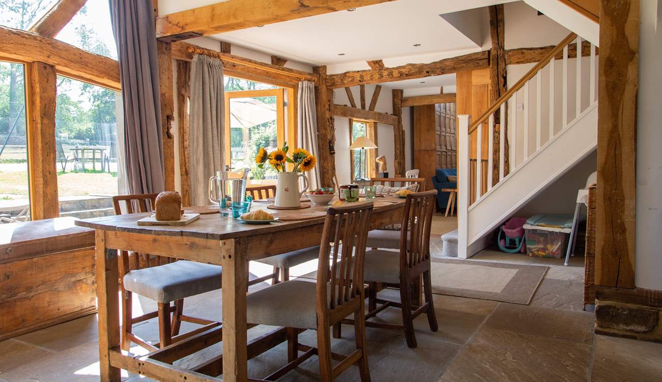 Open plan with stairs that lead to the bedrooms.