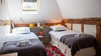 The twin beds can be made into a super king-size double.